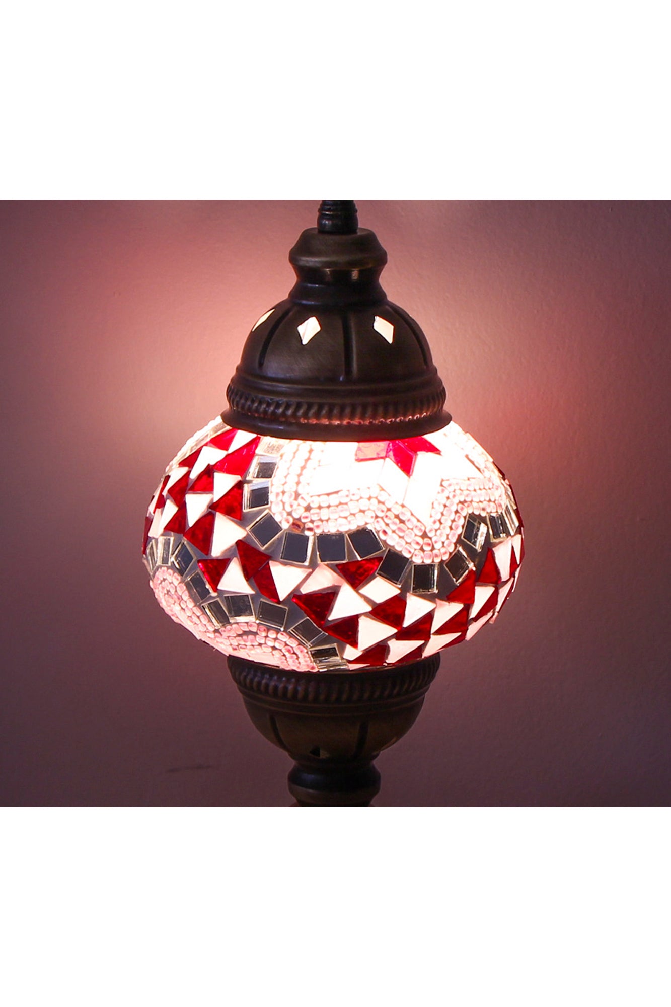 Lámpara turca cisne S Nahr rosa y burdeo + ampolleta