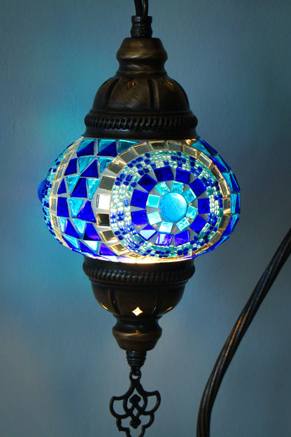 Lámpara turca cisne S Botón azul + ampolleta