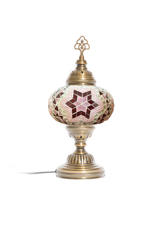 Lámpara turca de mesa M cicek rosada + ampolleta