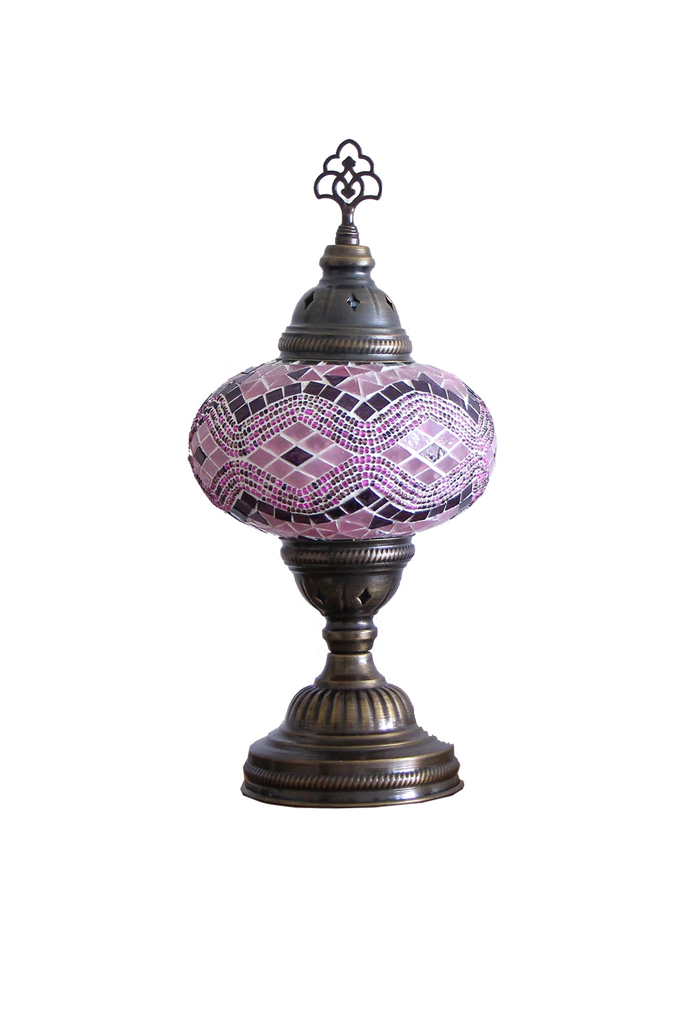 Lámpara turca de mesa M rombos rosados + ampolleta