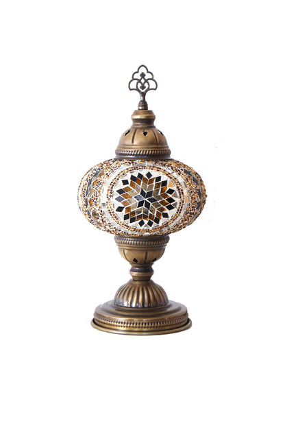 Lámpara turca de mesa M Medalla ámbar + ampolleta