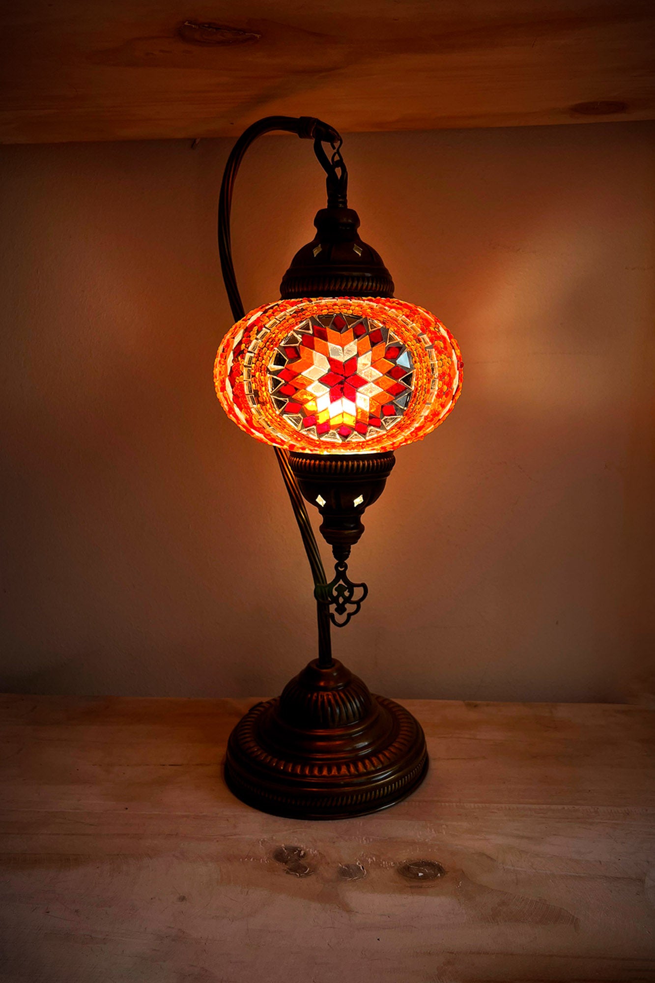 Lámpara turca cisne M Medalla Naranja + ampolleta