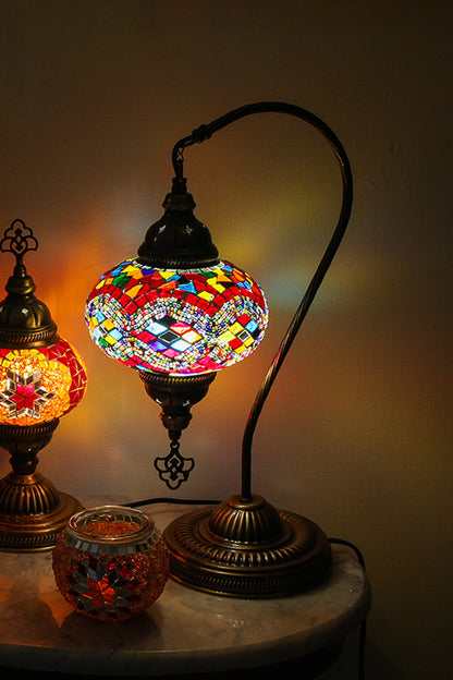 Lámpara turca cisne M rombos multicolor + ampolleta
