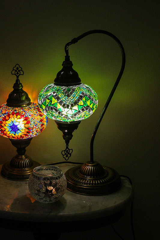 Lámpara turca cisne M Mármara verde + ampolleta