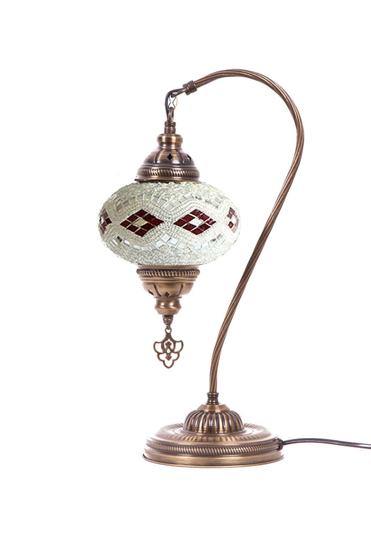 Lámpara turca cisne M Beads Blanco y Rojo + ampolleta