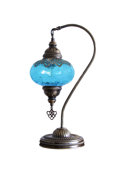 Lámpara turca cisne M craquelada turquesa + ampolleta