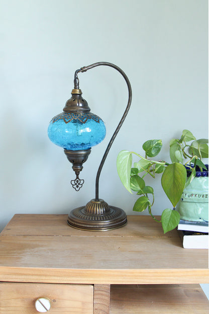 Lámpara turca cisne M craquelada turquesa + ampolleta