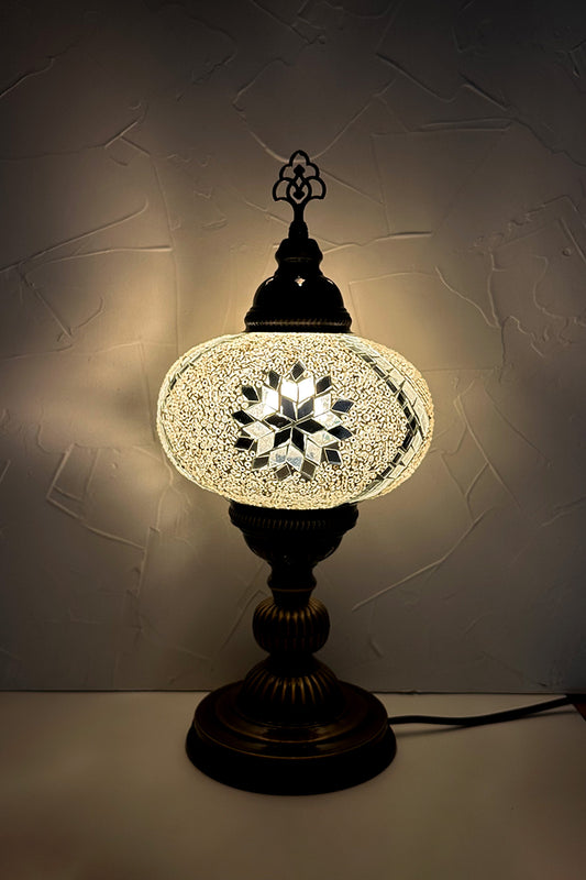 Lámpara turca de mesa L Hajima blanca + ampolleta