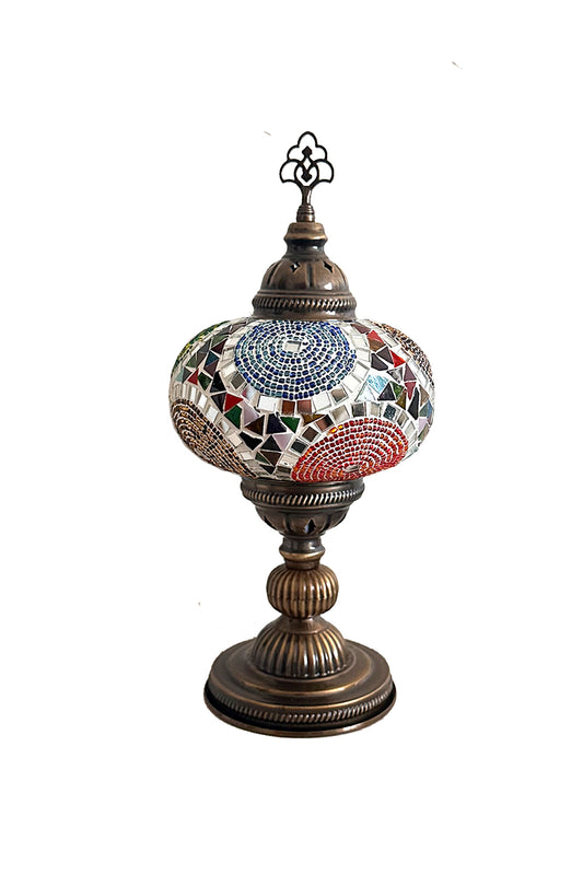 Lámpara turca de mesa L remolinos multicolor + ampolleta