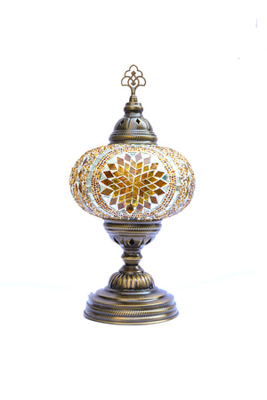 Lámpara turca de mesa L medalla ámbar