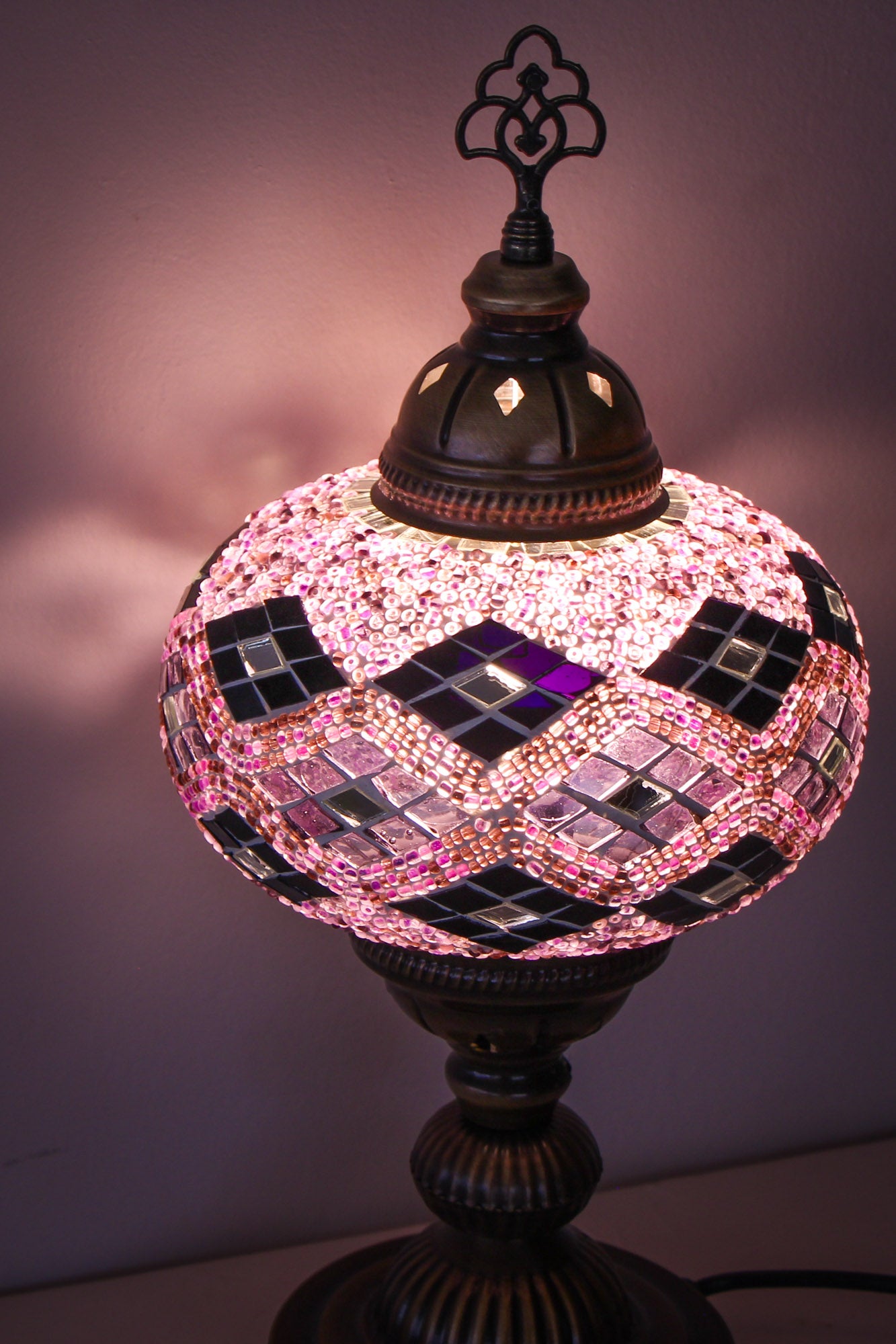 Lámpara turca de mesa L rumi morada + ampolleta