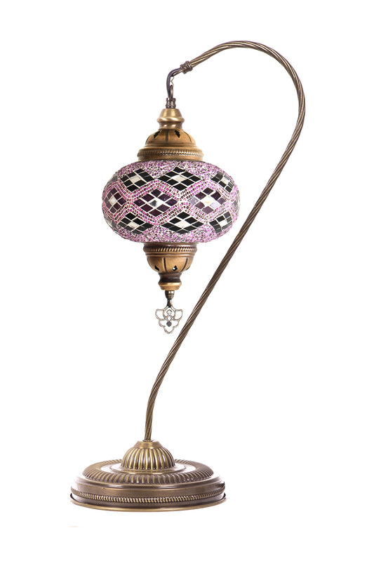 Lámpara turca cisne L Rombos morados + ampolleta