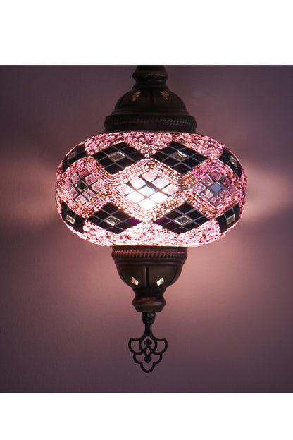 Lámpara turca cisne L Rombos morados + ampolleta