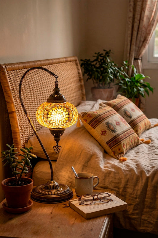 Lámpara turca cisne L Medalla ámbar + ampolleta