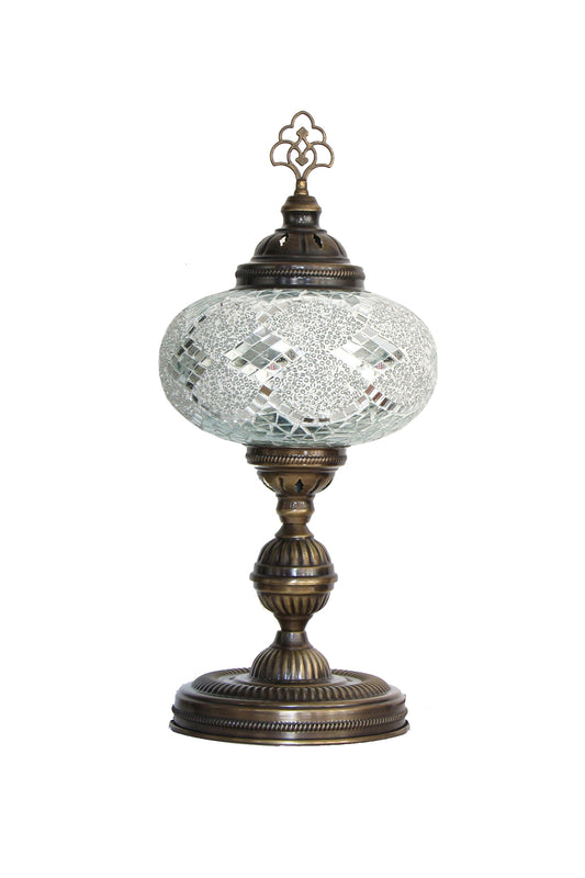 Lámpara turca de mesa XL Rombos blancos + ampolleta