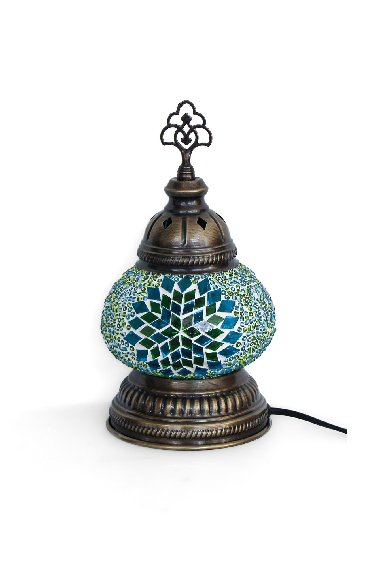 Lámpara turca decorativa baja de mesa S turquesa + ampolleta