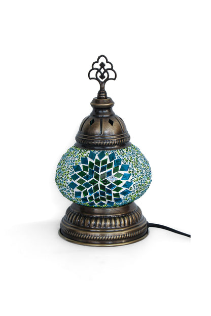Lámpara turca decorativa baja de mesa S turquesa + ampolleta