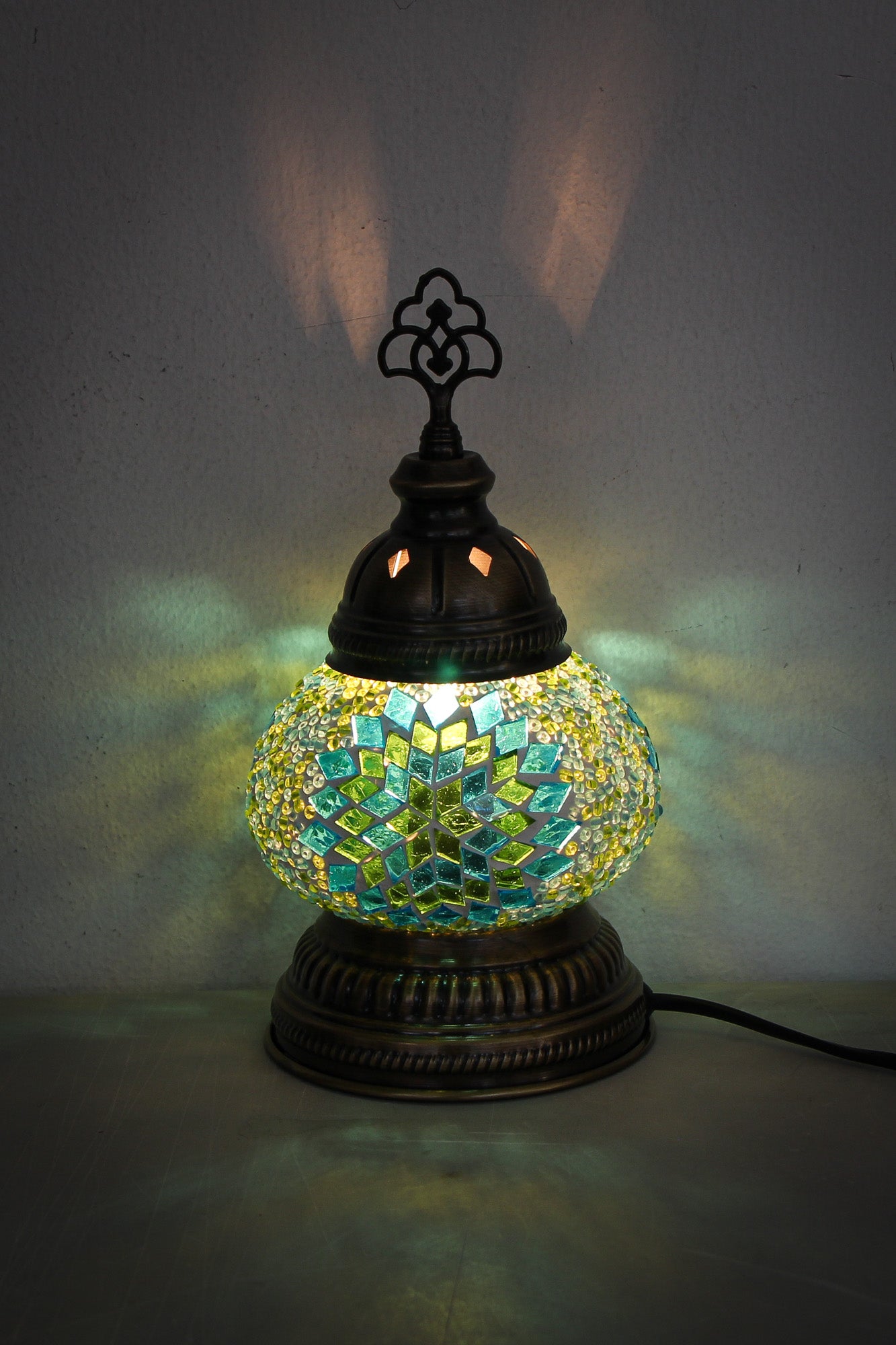 Lámpara turca decorativa baja de mesa S turquesa + ampolleta