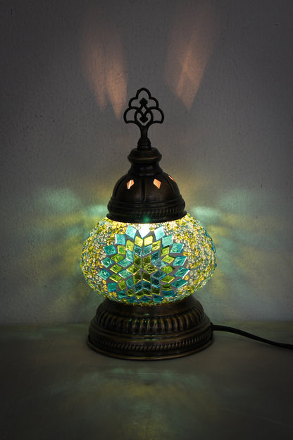 Lámpara turca decorativa baja de mesa S turquesa + ampolleta
