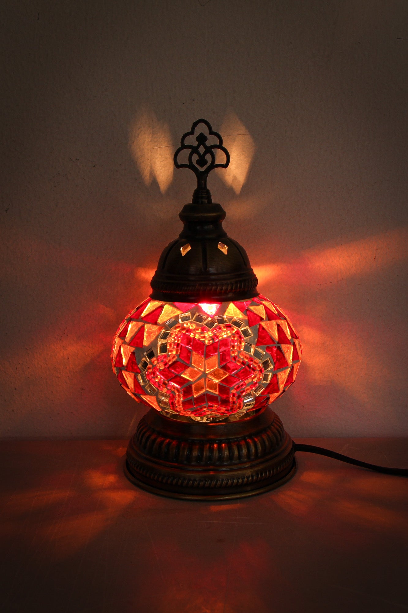 Lámpara turca decorativa baja de mesa S naranja + ampolleta