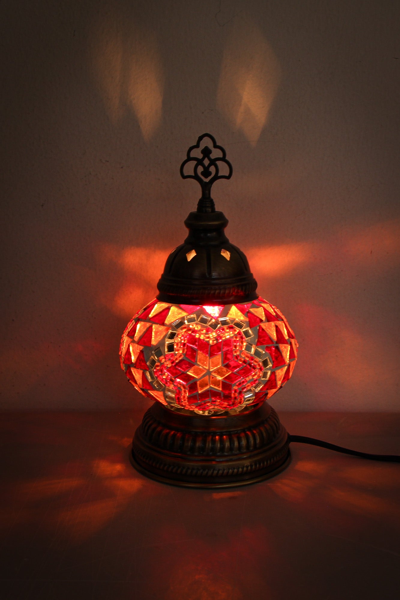 Lámpara turca decorativa baja de mesa S naranja + ampolleta