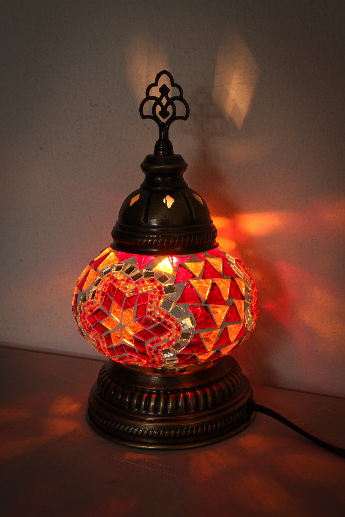 Lámpara turca decorativa baja de mesa S naranja + ampolleta