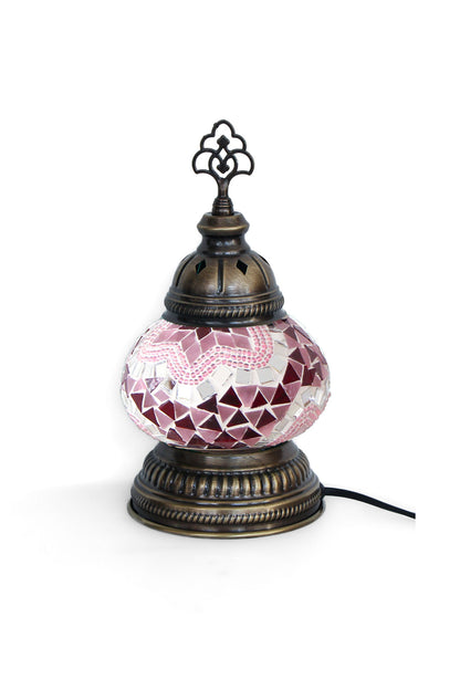 Lámpara turca decorativa baja de mesa S rosada + ampolleta