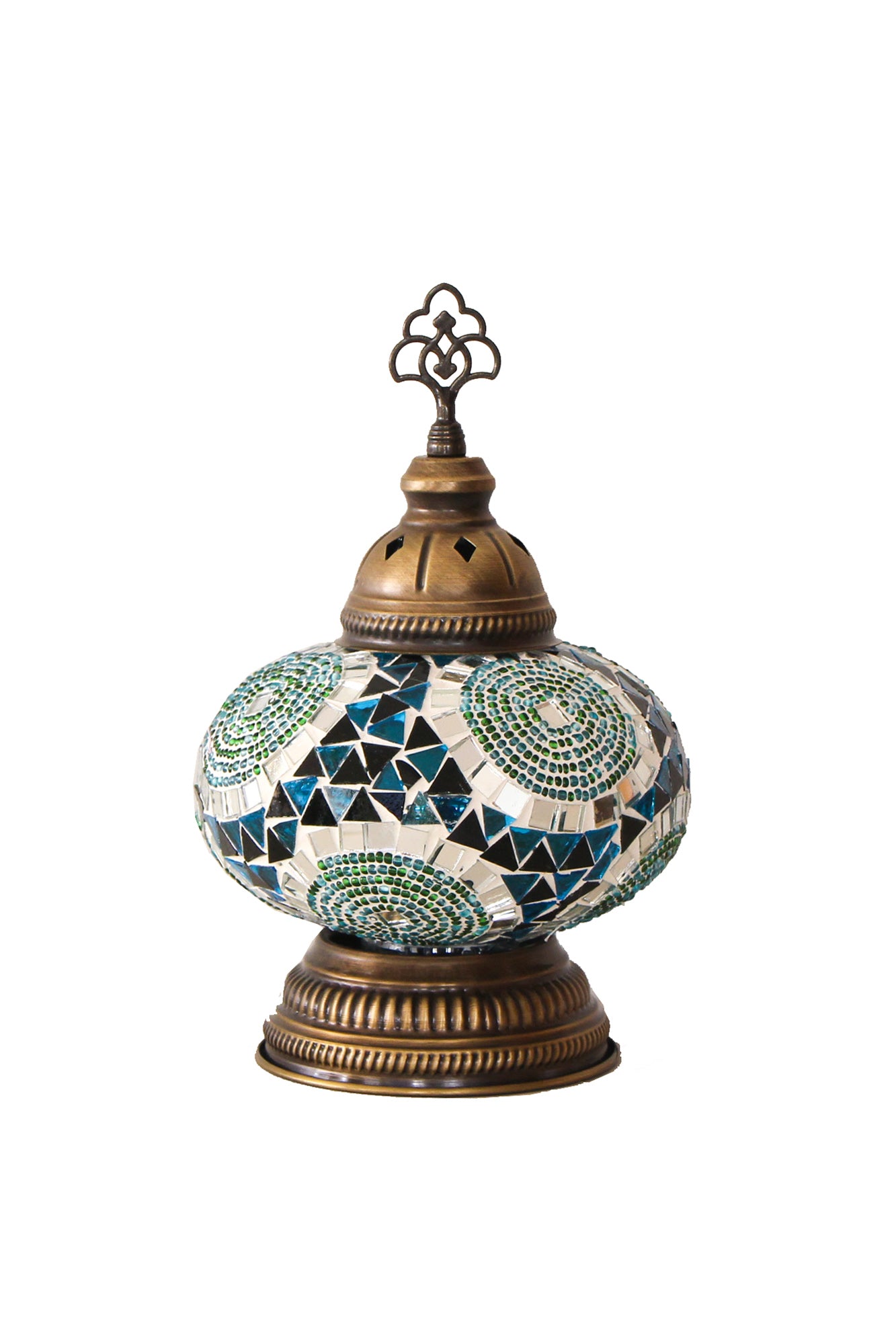 Lámpara turca decorativa baja de mesa M verde + ampolleta