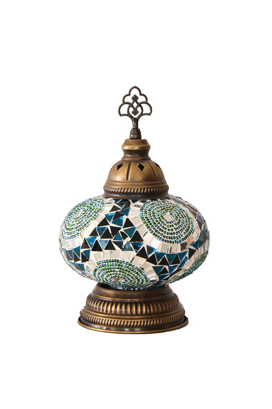 Lámpara turca decorativa baja de mesa M verde + ampolleta
