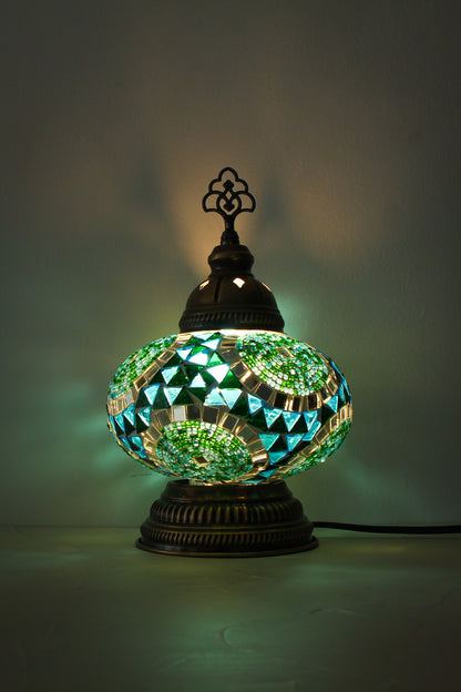Lámpara turca decorativa baja de mesa M verde + ampolleta