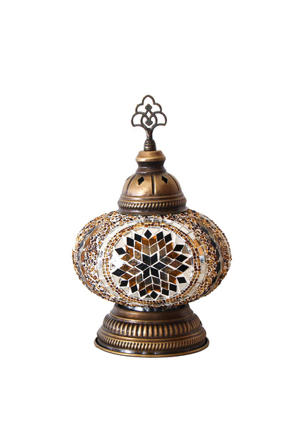 Lámpara turca decorativa baja de mesa M ámbar + ampolleta