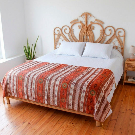 Piecera 2P/Queen Kilim Terracota y Blanco