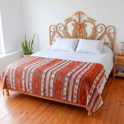 Piecera 2P/Queen Kilim Terracota y Blanco