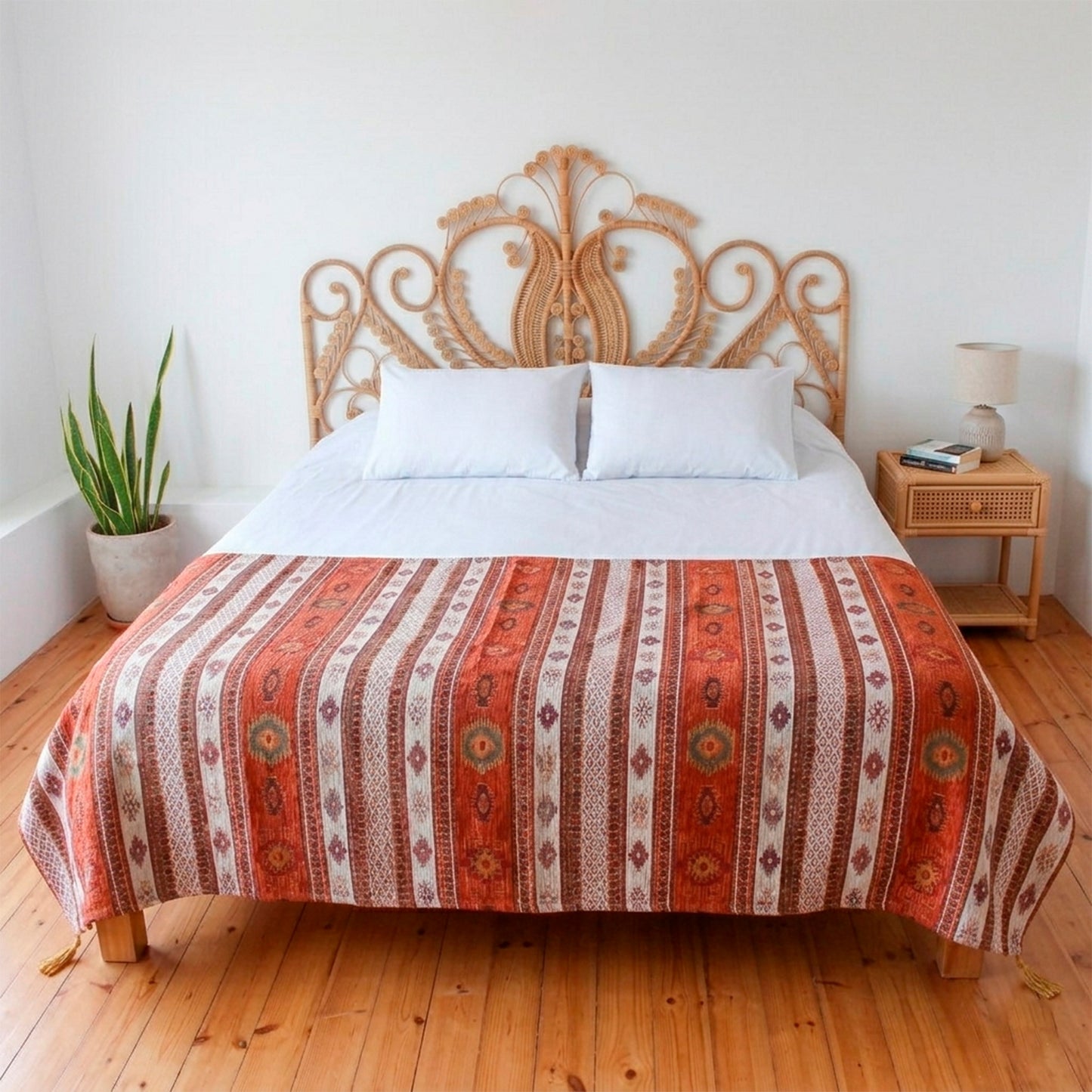 Piecera 2P/Queen Kilim Terracota y Blanco