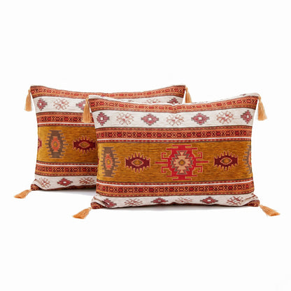 Pack de 2 Almohadones Kilim Café claro y blanco