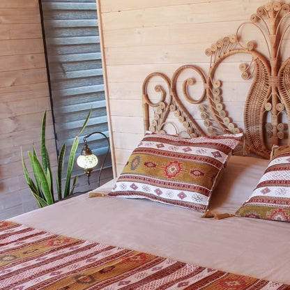 Pack de 2 Almohadones Kilim Café claro y blanco