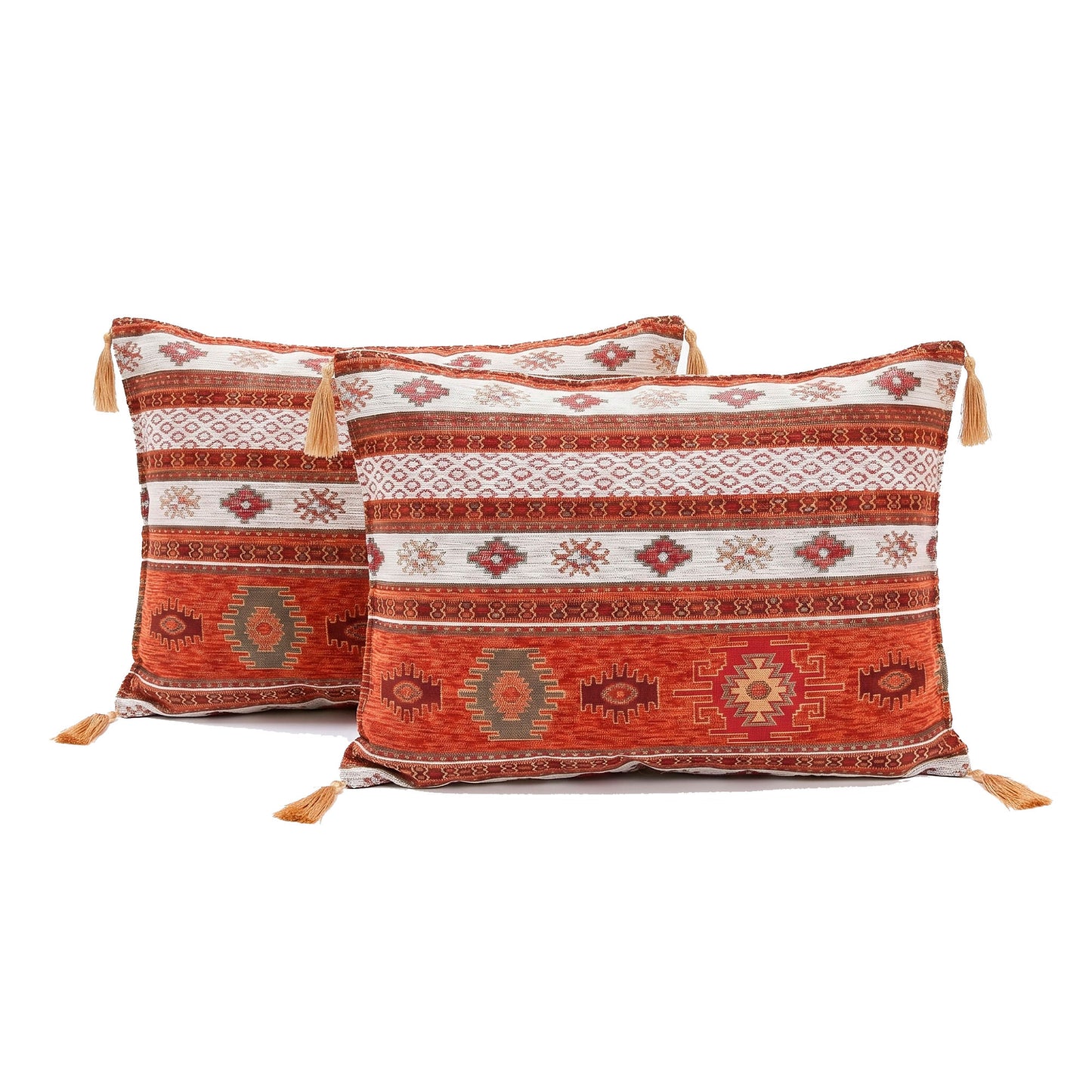 Pack de 2 Almohadones Kilim Terracota y Blanco