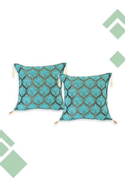 Preventa Dúo de Cojines Filigrana Turquesa 44x44 cms