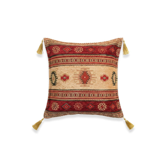 Cojín turco 44x44 Kilim Rojo y Café claro