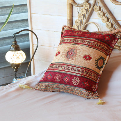 Cojín turco 44x44 Kilim Rojo y Café claro