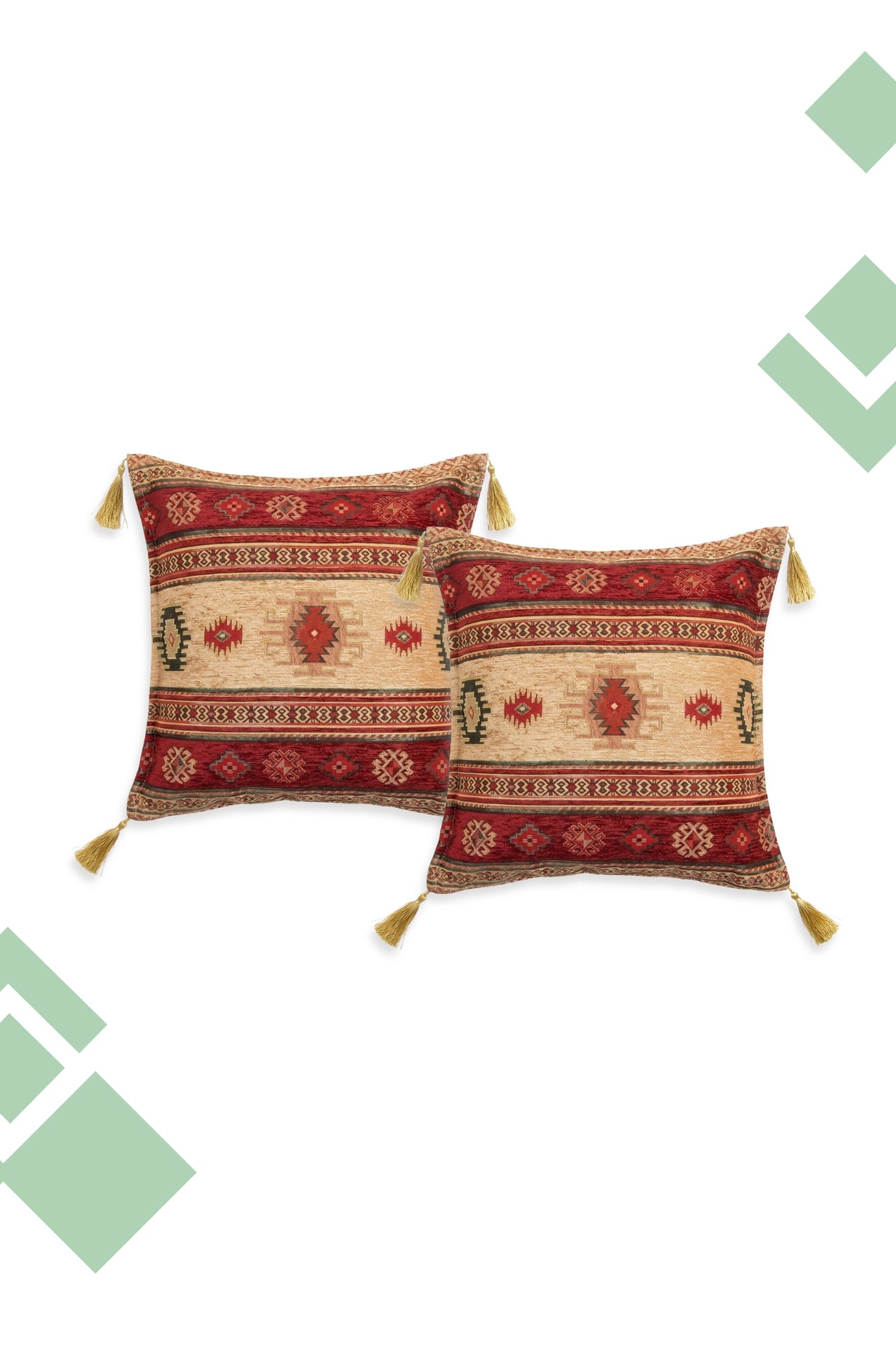 Dúo de Cojines turcos Kilim Rojo 44x44 cms