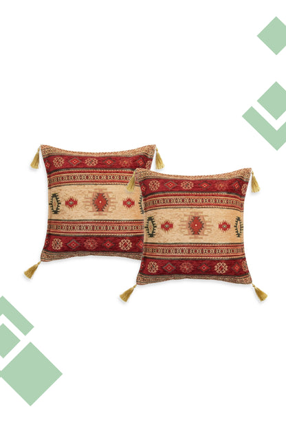 Dúo de Cojines turcos Kilim Rojo 44x44 cms