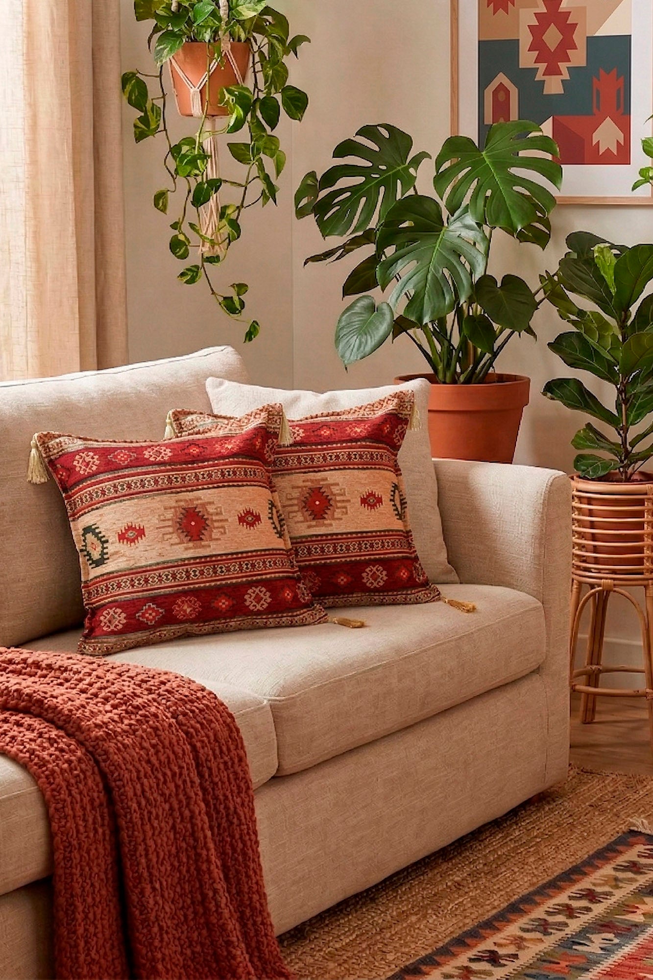 Dúo de Cojines turcos Kilim Rojo 44x44 cms