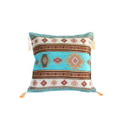 Cojín turco 44x44 Kilim Turquesa y Blanco