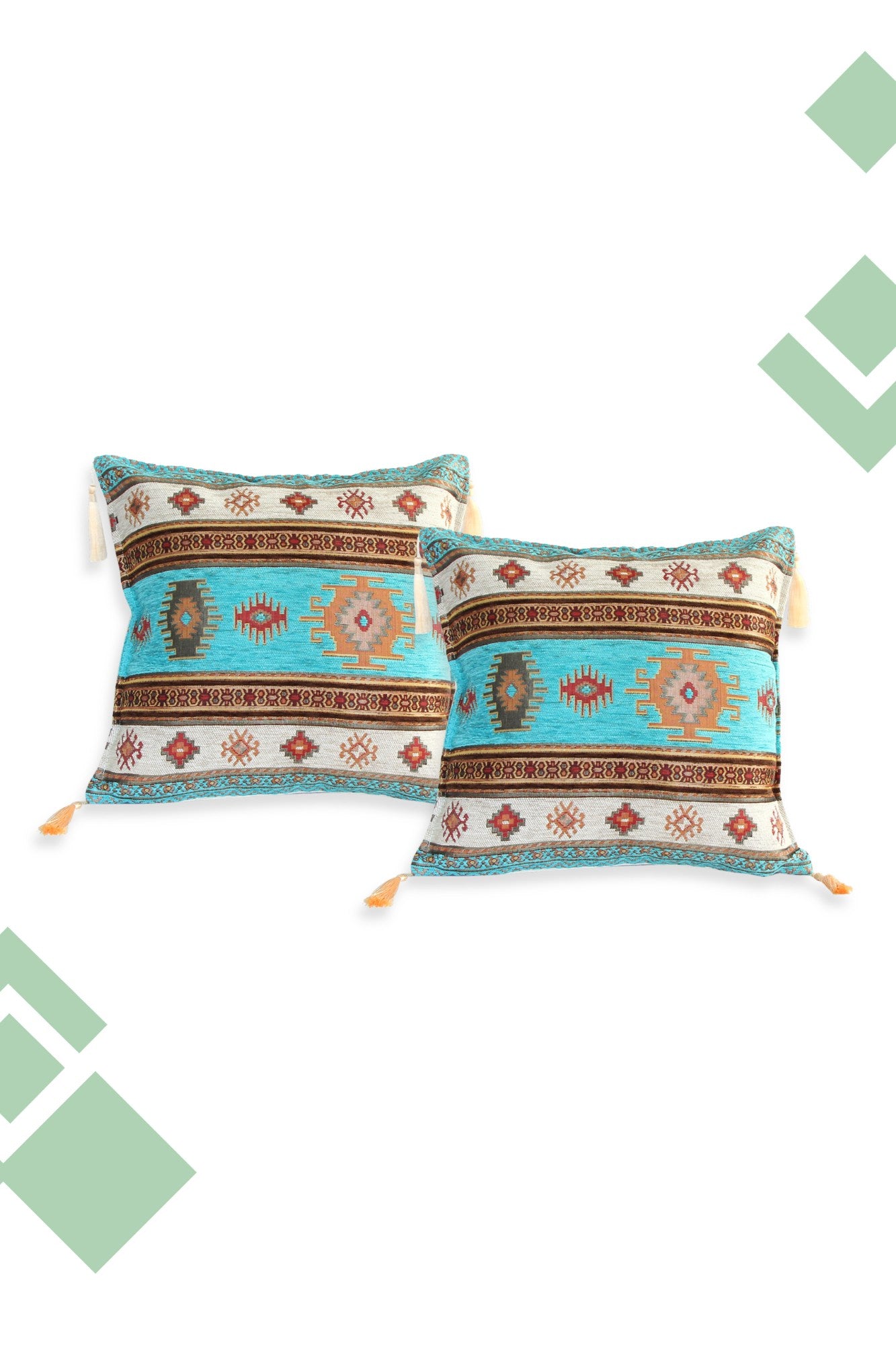 Dúo de Cojines Kilim Turquesa 44x44 cms