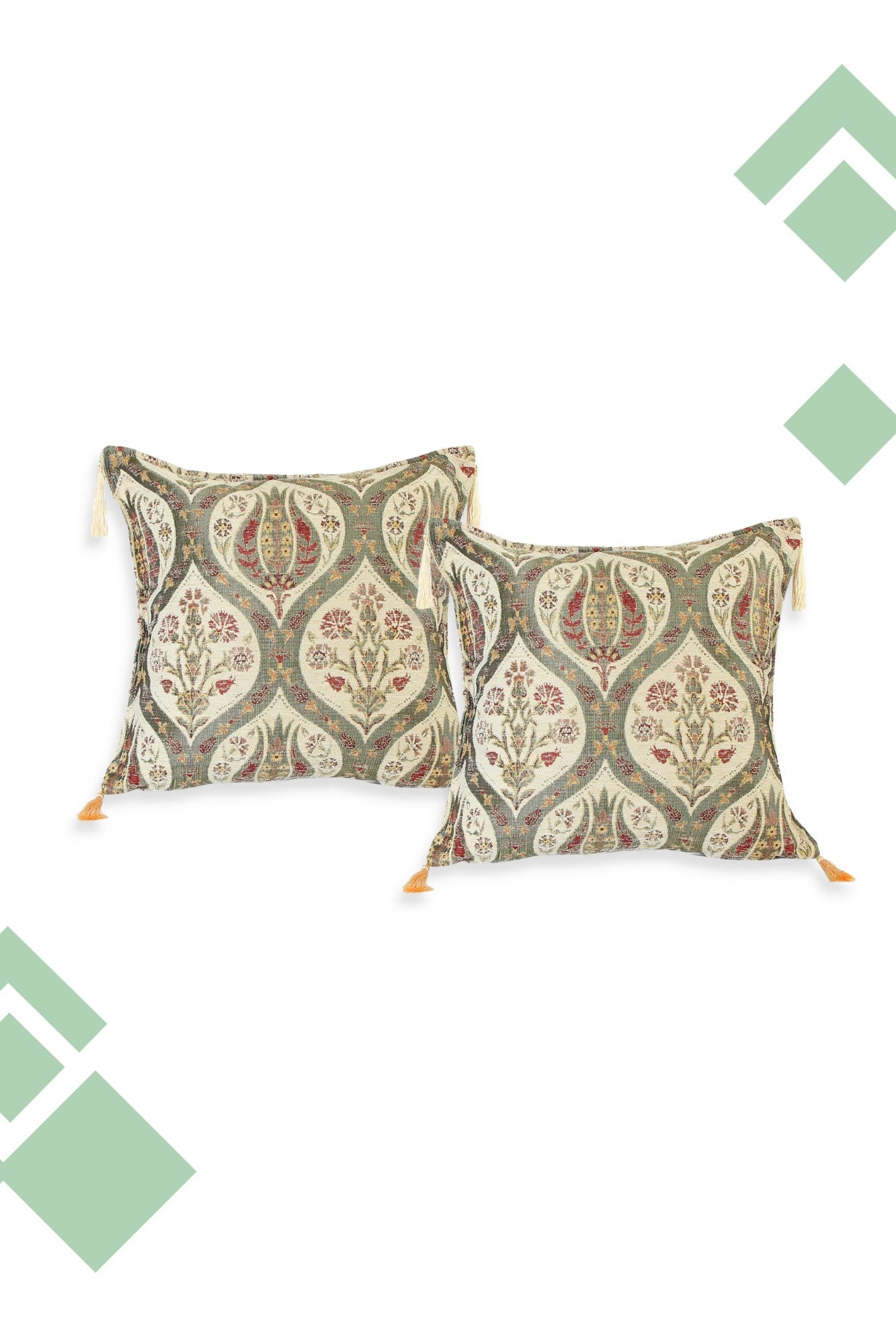 Preventa Dúo de Cojines Tulipanes Beige 44x44 cms