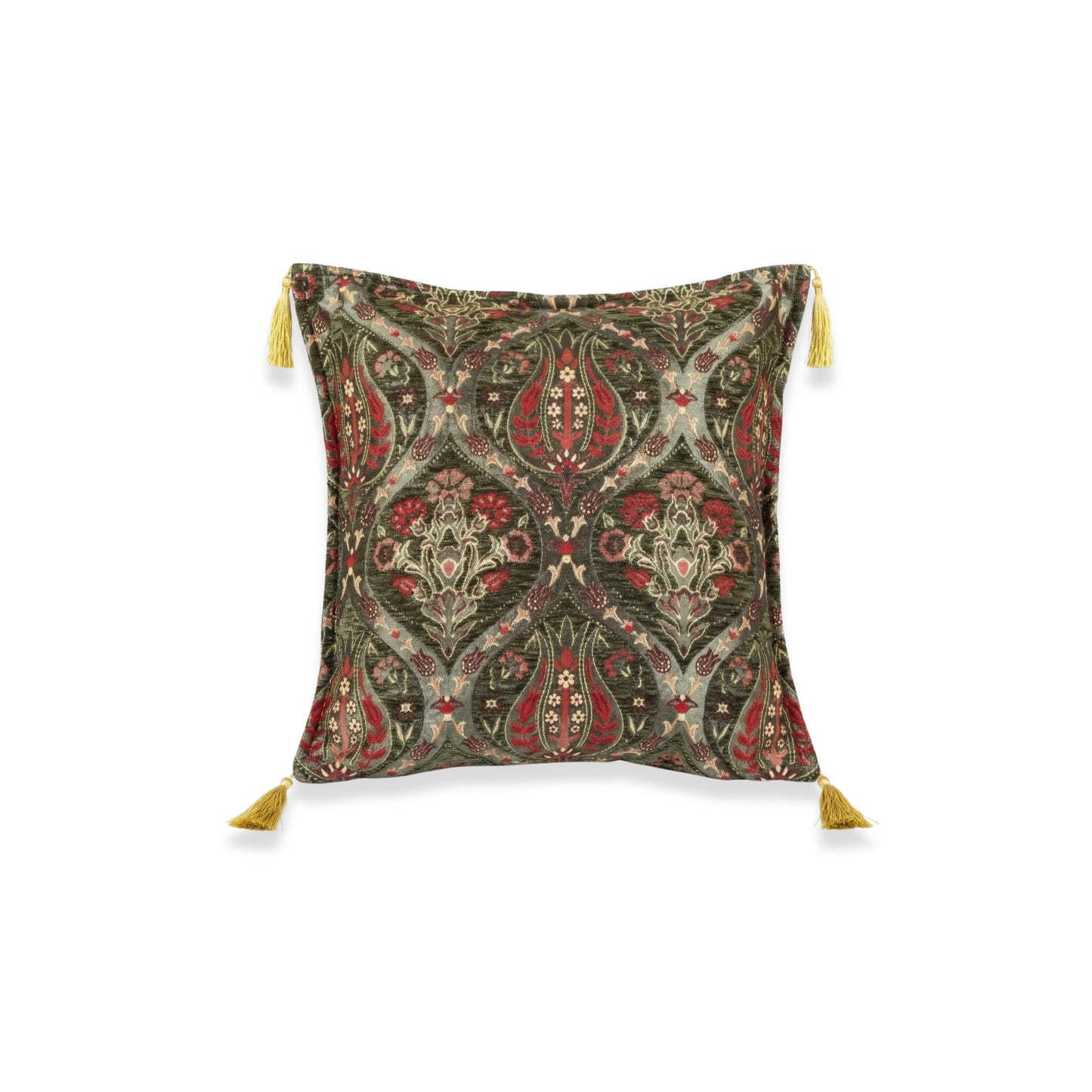 Cojín turco 44x44 Tulipanes Verde Oscuro