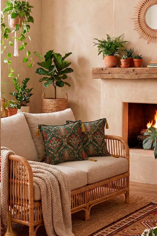 Dúo de Cojines Tulipanes Verde 44x44 cms