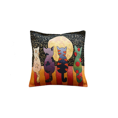 Cojín algodón 44x44 Gatos nocturnos