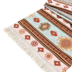 Camino de mesa 1,40 m kilim beige y celeste